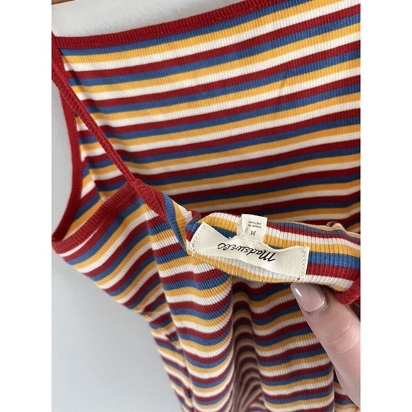 Madewell Ribbed Spaghetti-Strap Thong Bodysuit in Rainbow Stripe Medium - Picture 7 of 7